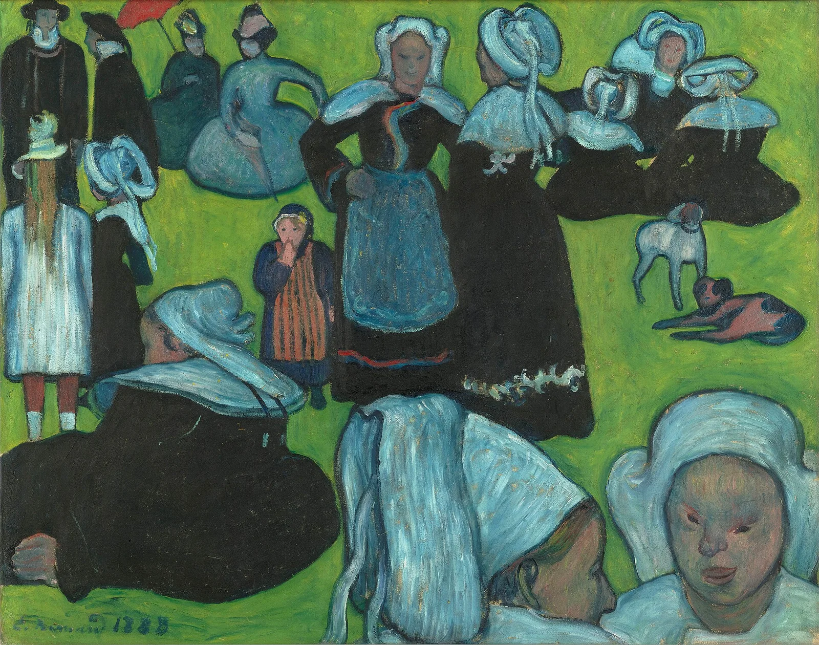 Эмиль Бернар. Бретонки на лугу, 1888